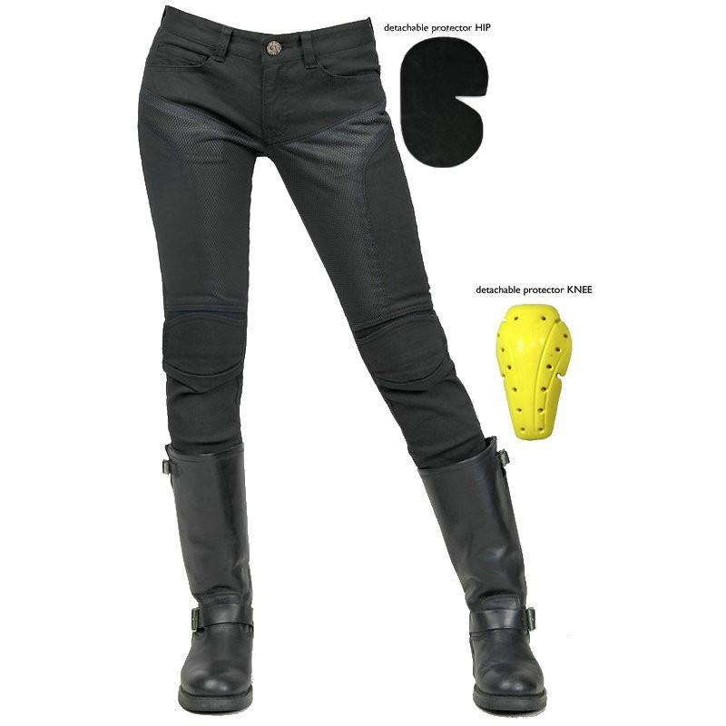 

Motorcycle Riding Pants Jeans Racing Slim Fit Ventilated Mesh Breathable Kneepads Adjustable Up Down S