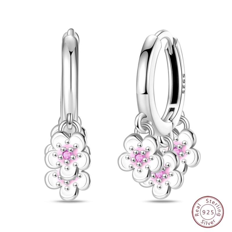 Sweet 925 Silver Ladybug Butterfly Dragonfly Iris Flower Design Earrings Fit Wedding Parties Exquisite Jewelry