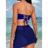 New European and American Swimsuit, Three-piece Set of Solid Color Metal Buckle Women's Split Bikini Swimsuit