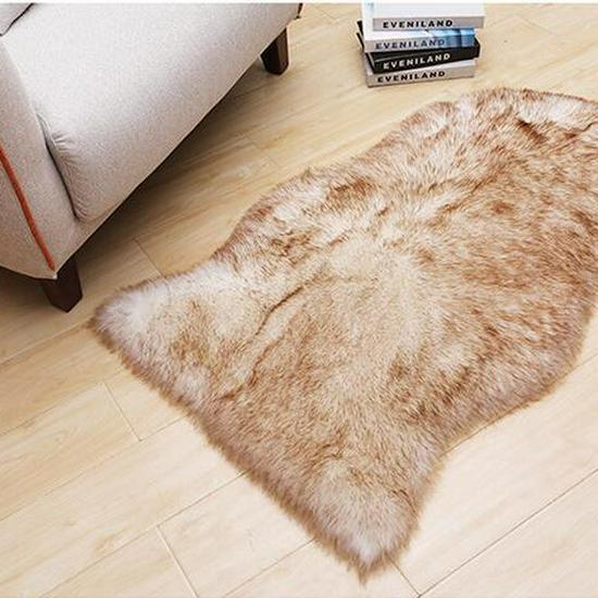 Australian Faux Wool Sofa Cushion - European Style Sheepskin-Shaped Plush Carpet for Living Room, Bedroom, and Bay Window.