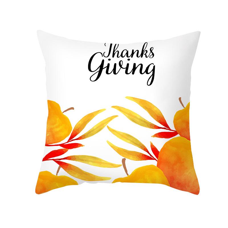 Yellow Thanksgiving Pillow Home Cartoon Animal Sofa Cushion Cover Peach Skin Office Cushion Cover