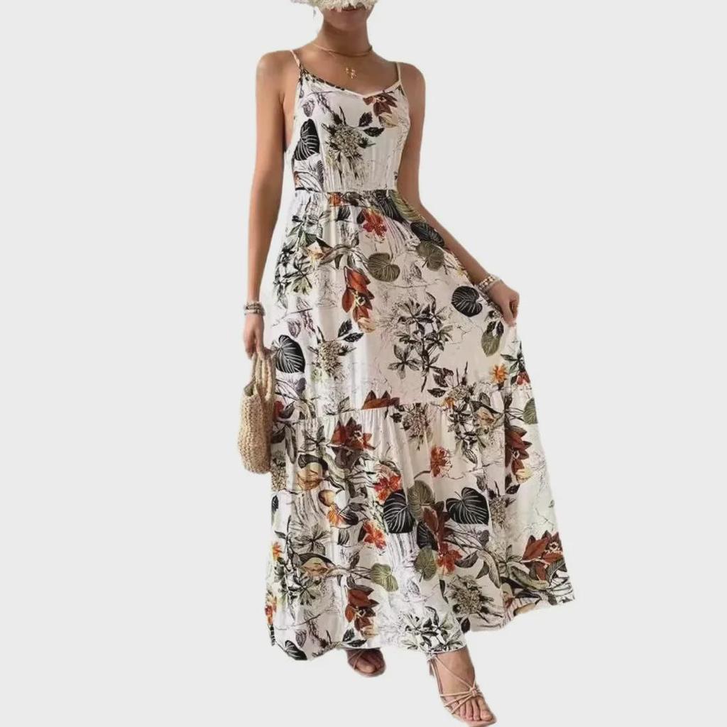 Women's Plant Print Ruffle Hem Sundress 2024