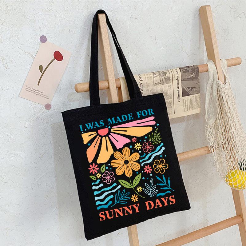 Casual Student Canvas Bag Eco Bag Summer Beach Flowers Printed Large Capacity Shoulder Bag