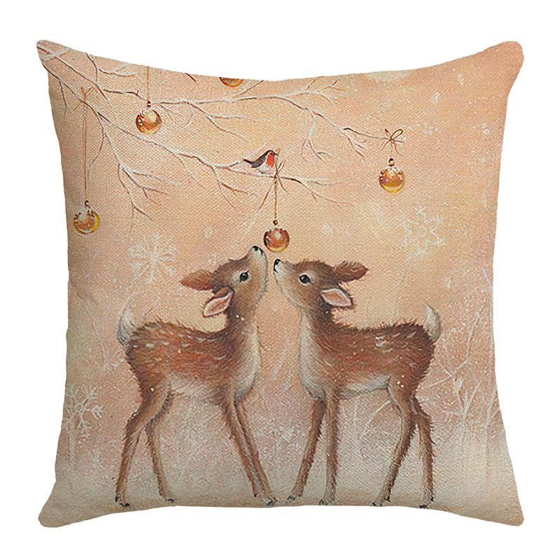 

Чехол для подушки с рождественским принтом лося, льняной чехол для праздничной подушки, чехол для гостиной, спальни 45*45cm JYM481-16