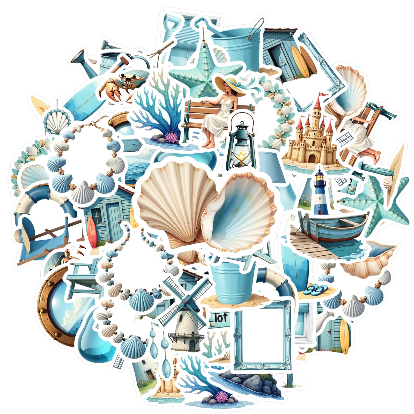 

35-150pcs Sunmmer Beach Stickers Waterproof Kawaii Cartoon Decals For Laptops Suitcases Bicycles Stationery Reward Stickers