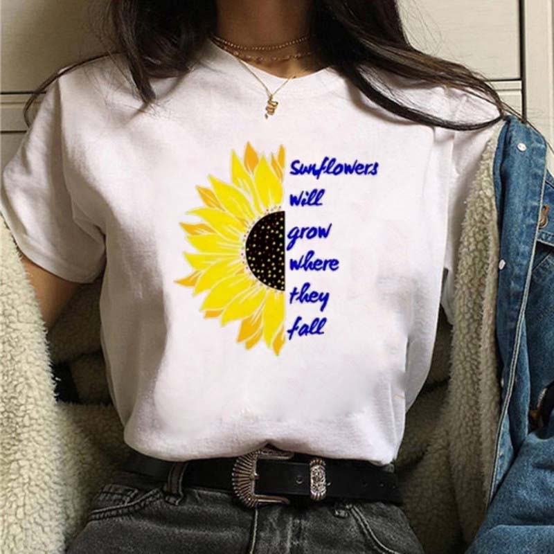 Heartbeat Blue Yellow Women Print T-shirt Fashion Y2K Short Sleeve Tee Tops Lady 90s Female Harajuku Streetwear Woman Clothing