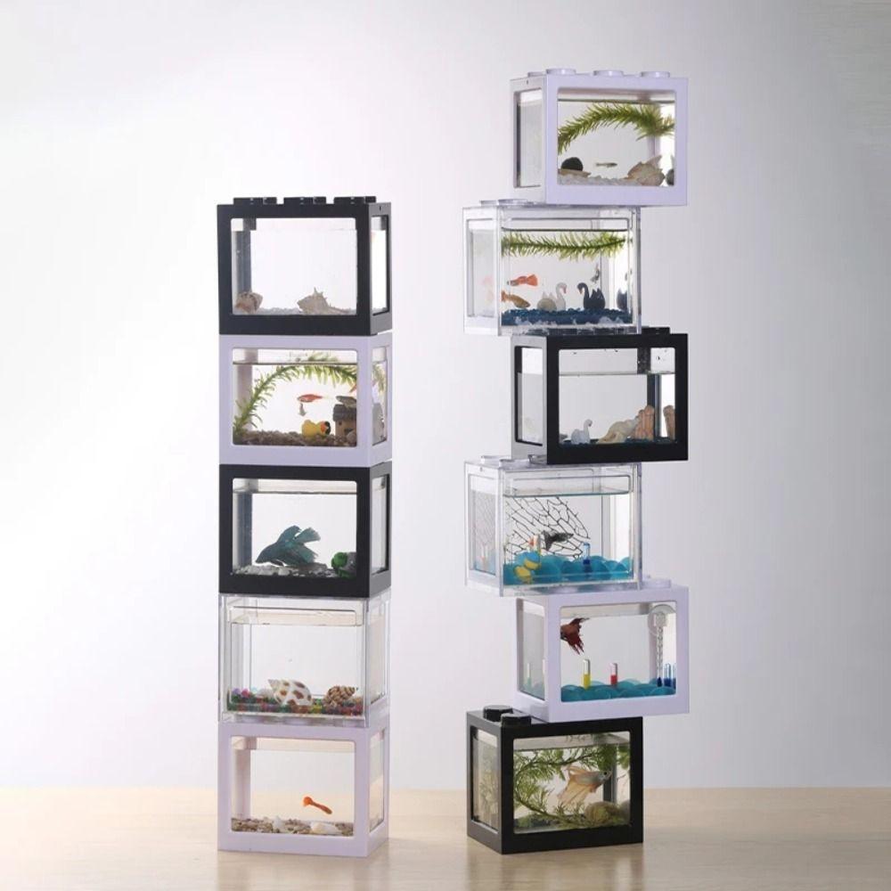 

USB Mini Aquarium Fish Tank with LED Lamp Micro Landscape Box Small Eco Cylinder Home оранжевый