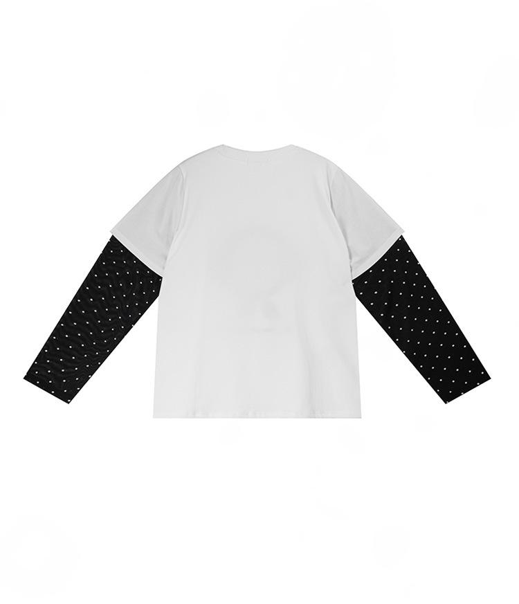 Shuangtian 2026 Plus Size Women's T-Shirt with Mesh Sleeves & Cartoon Embroidery