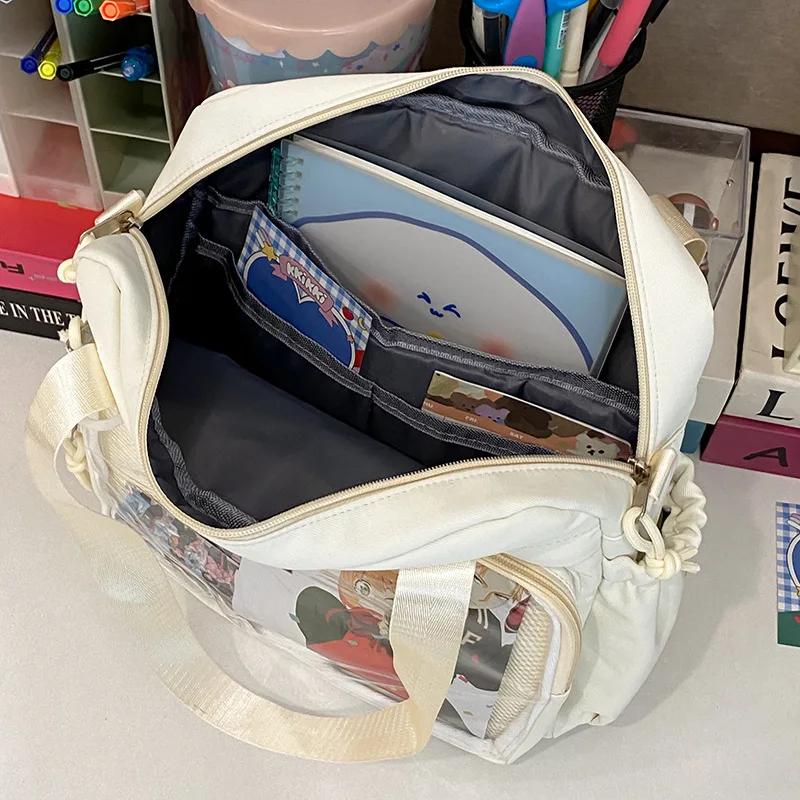 Geantă de umăr tip crossbody stil preppy japonez Y2K Rucsacuri noi din nailon pentru școală pentru fete adolescente Rucsacuri transparente Itabag Geantă Ita