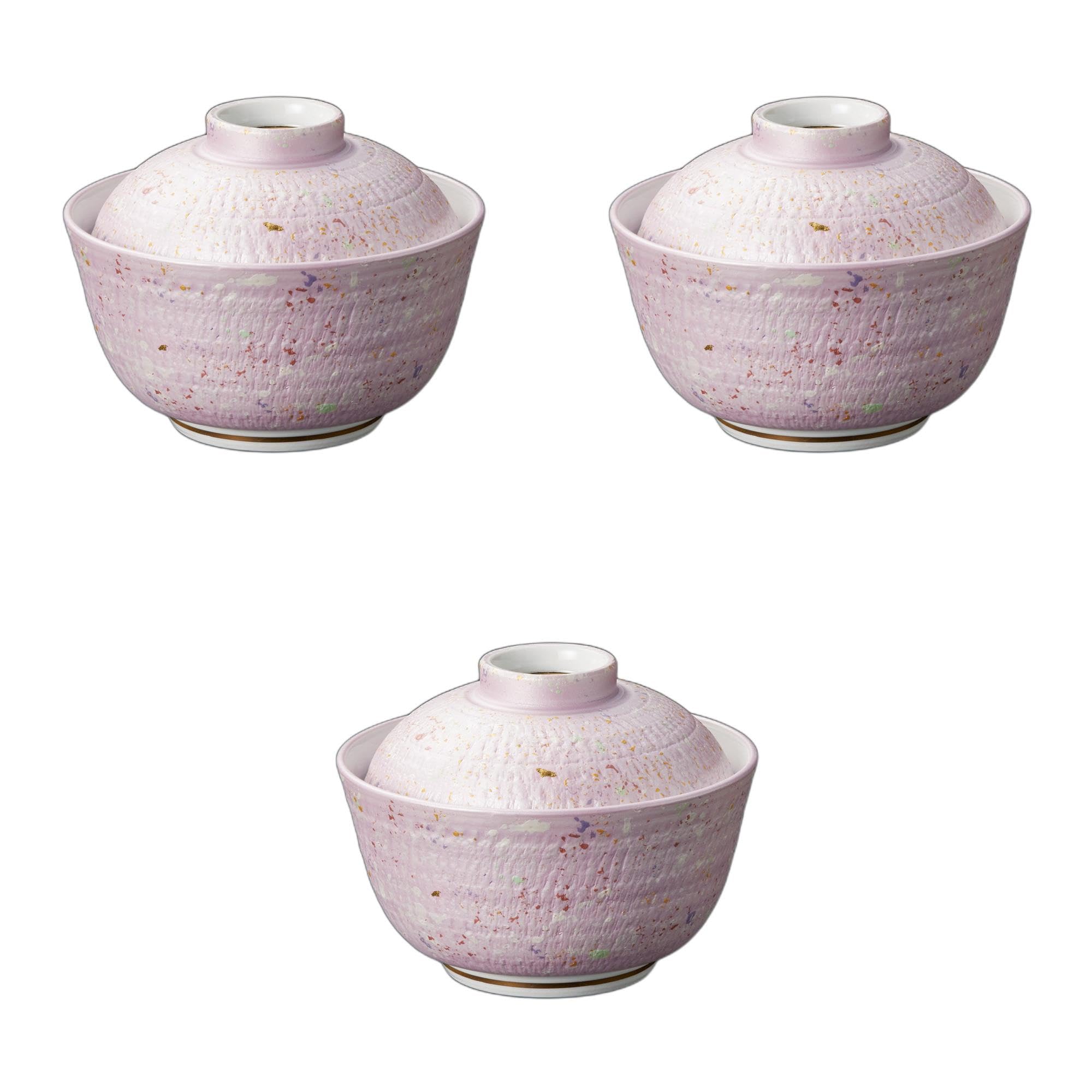 

Set of 3 Purple and Chiri Simmered Food Bowls x Ceramic Simmered Food Bowls by Setomonohonpo [12 10cm]