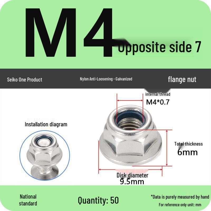 Hexagonal Self-Locking Nylon Anti-Slip Flange Nut M4 M5 M6 M8 M10 M12 M14
