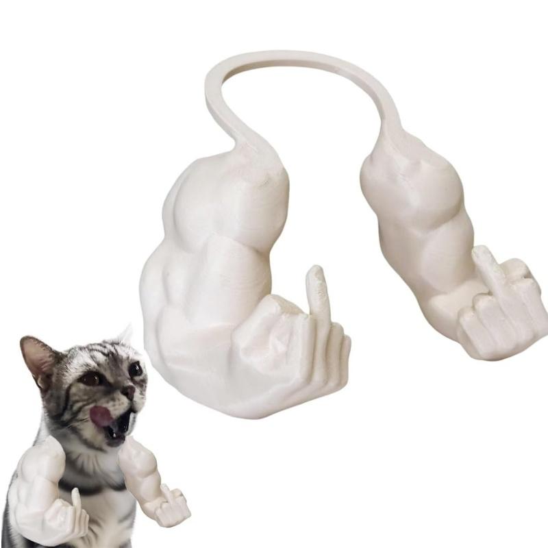 Middle Finger Cat Muscle Arm - 3D Printed Neck Arm Muscle Texture, Fun Pet Accessories, Halloween Cat Accessories