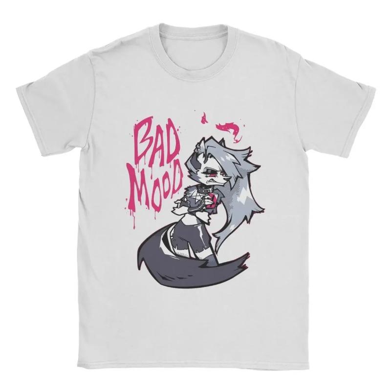 Hazbins Hotels Helluva Loona Bad Mood Men T Shirt Funny Tees Short Sleeve Round Collar T-Shirt Pure Cotton Gift Idea Tops Shirt