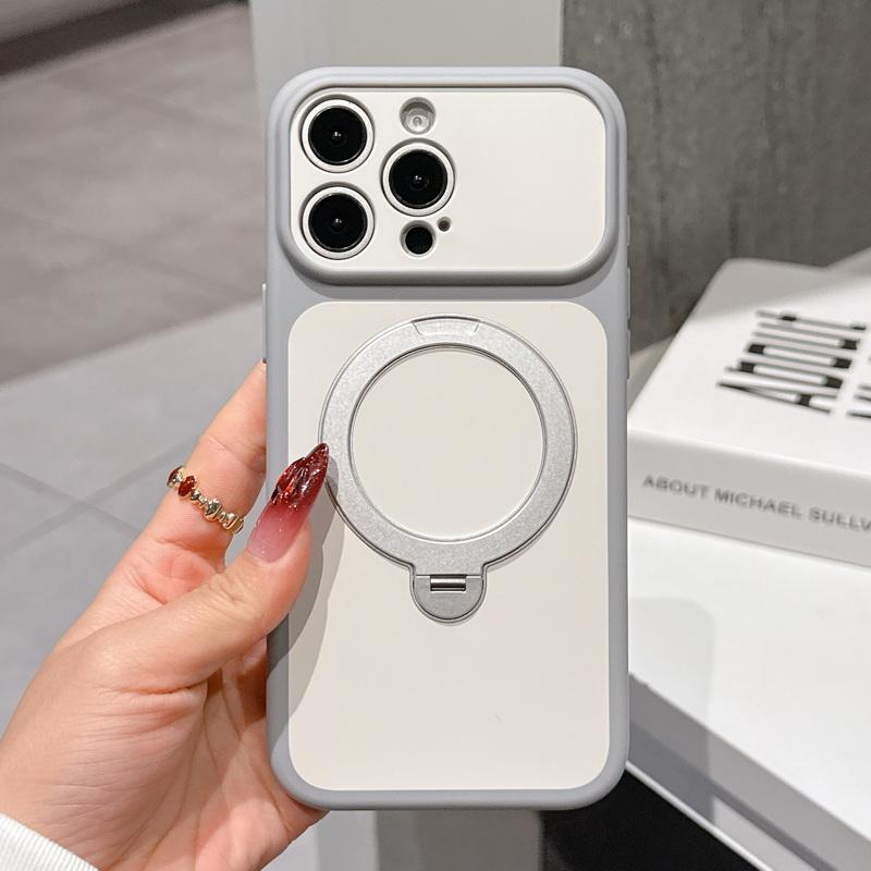 Magnetic Ring Holder Case For iPhone 17 16 15 14 13 Pro Max Luxury Contrast Color Skin Feel Hybrid PC Shockproof Matte Phone Stand Cover