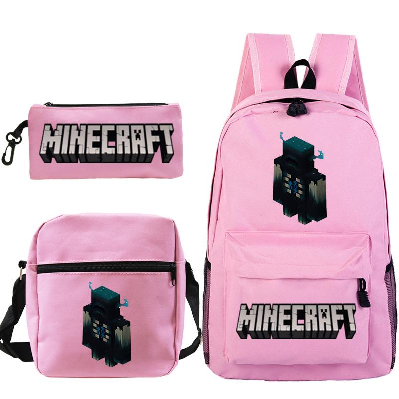 Game Minecraft Printed Children'S School Bag Oblique Span Bag Stationery Pencil Bag Student Backpack Set