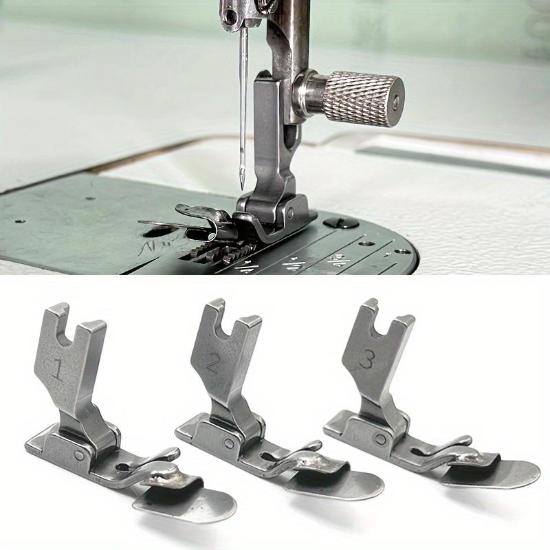 1pc Lower Folded Edge Presser Foot 3 Sizes Stainless Steel Flat Seamer Rolled Hem Machine Zipper Presser Foot General Sewing Machine