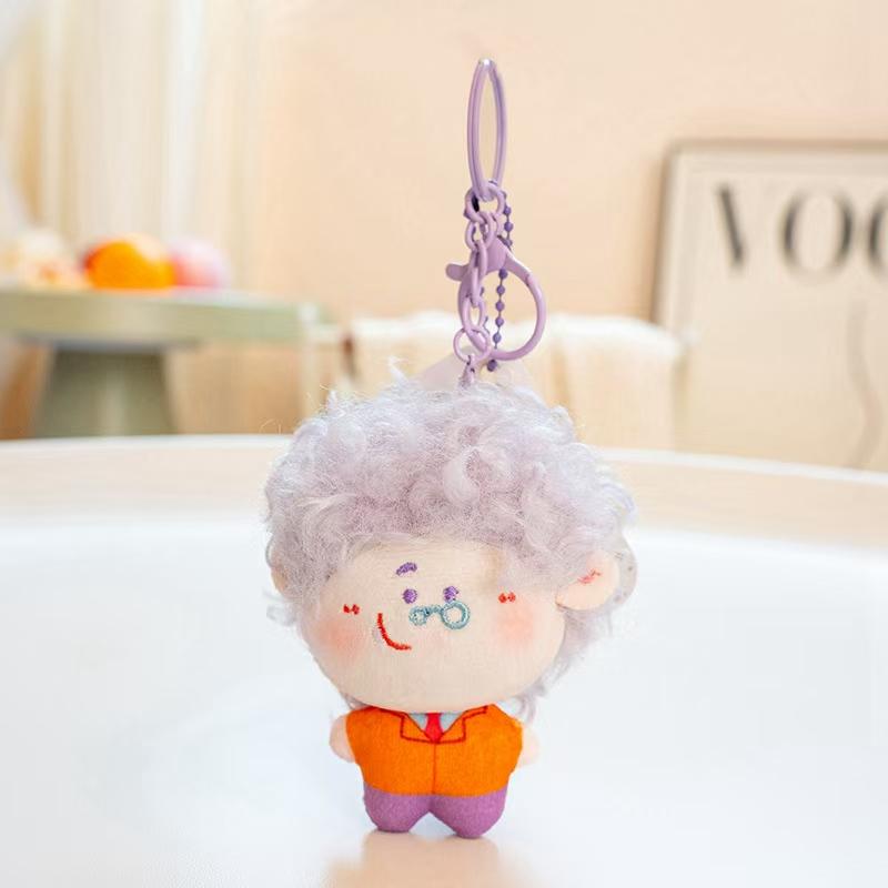 Cute Curly Hair Doll Plush Keychain Soft Kawaii Big Head Boy Girl Stuffed Pendant Healing Bag Charm Creative Plush Toy Gift