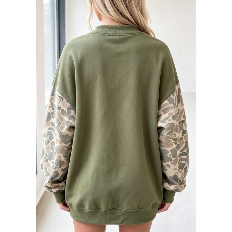 Women S Loose Fit Camouflage Pullover Long Sleeve Sweatshirt