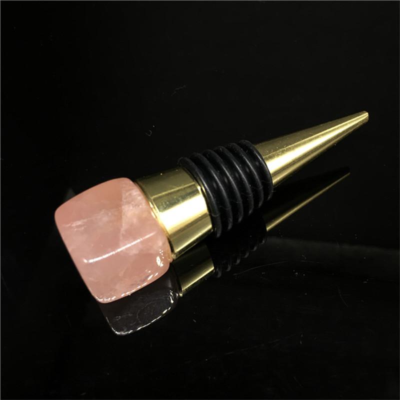 Natural Crystal Raw Stone Square Wine Stopper Creative Champagne & Bottle Stopper All Occasions (Multicolor,Yellow jade-silver base) разноцветный