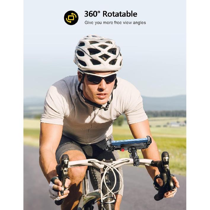 Motorcycle Phone Mount, Upgrade [Never Fall Off] [0 Shake] Bike Phone Mount, [3S Put & Take] 360° Rotatable Phone Holder For Motorcycle Bike Bicycle
