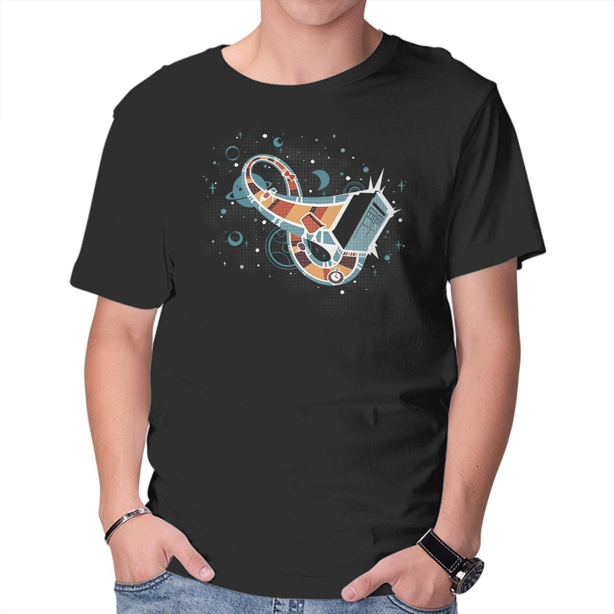 Unisex Crew Neck T-Shirt Time Loops Graphic Short Sleeve Casual Tee XXXL
