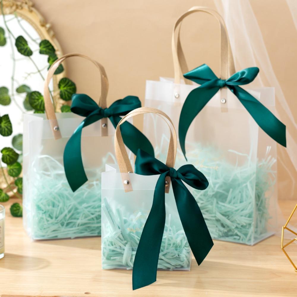 Square Transparent Treat Bags Plastic Biscuit Tote Bags Candy Cookie Bags Wedding