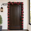 Flexible Rattan Garland Artificial Maple Leaf Garland, Autumn Faux Vine, Black & Red Fall Long Table Centerpiece Leaves Hanging Vine for