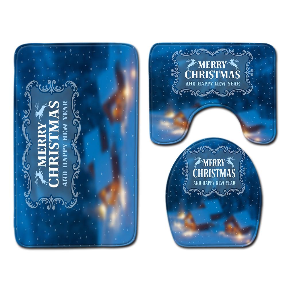 

Christmas Bathroom Floor Mat Toilet Three-Piece Set 45cmx75cm