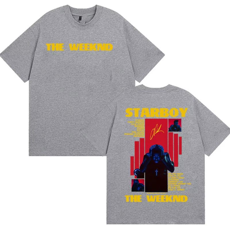 Rapper THE WEEKND STARBOY Album 2025 Merch T Shirts Unisexs Street Gothic Hip Hop Retro Cotton Short Sleeve Tshirt Y2k Streetwear