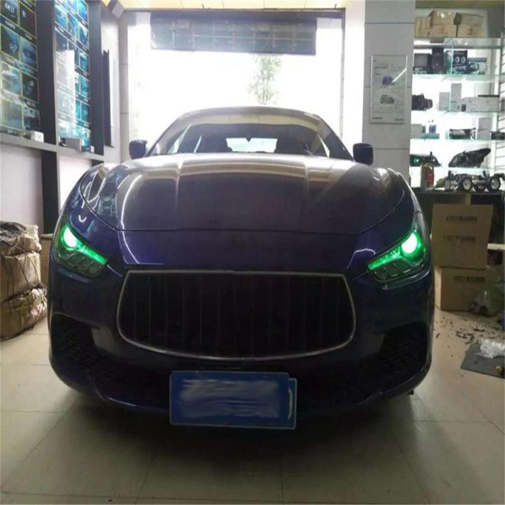 Pair RGB LED Devil Eyes Demon Eye Car Headlight Projector Bluetooth Control