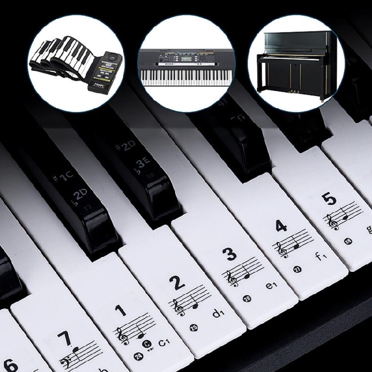 Piano Keyboard Stickers Colorful Bigger Letter Removable for 88/61/54 Key
