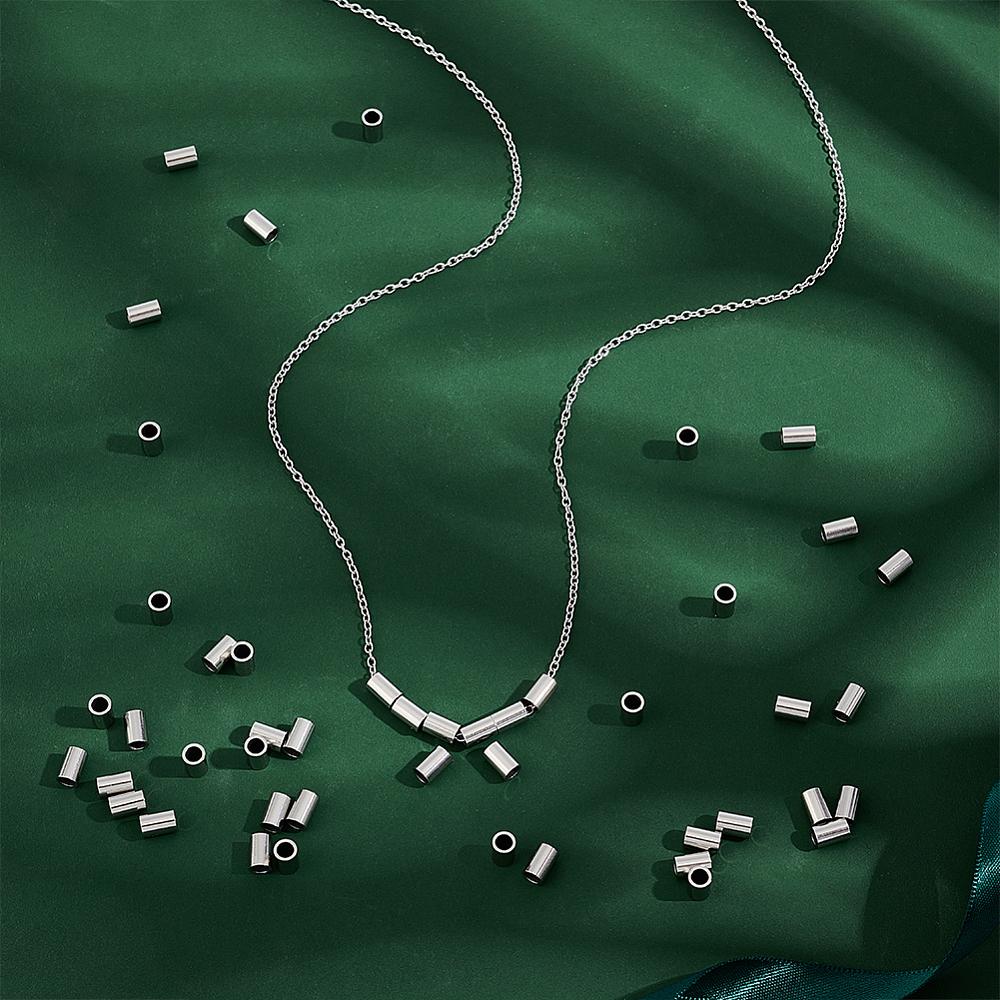 100 ks Korálků z nerezové oceli 304, Trubičkové korálky, Barva nerezové oceli, 6x4mm, S dírkou: 3 mm