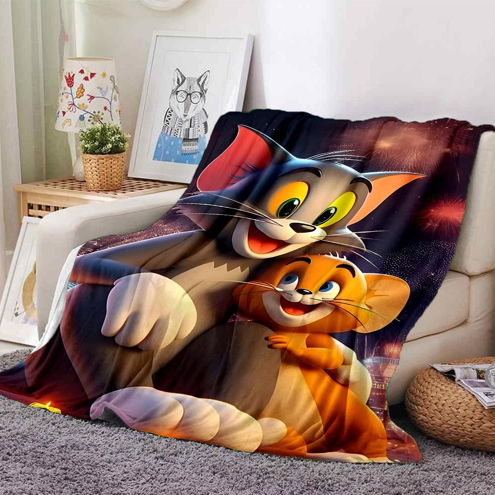

1pc Tom and Jerry Flannel Blanket Soft Warm Throw for Home, Office, Travel, All-Season Cozy Bedding GiftL1118 80cmx120cm(31inx47in)