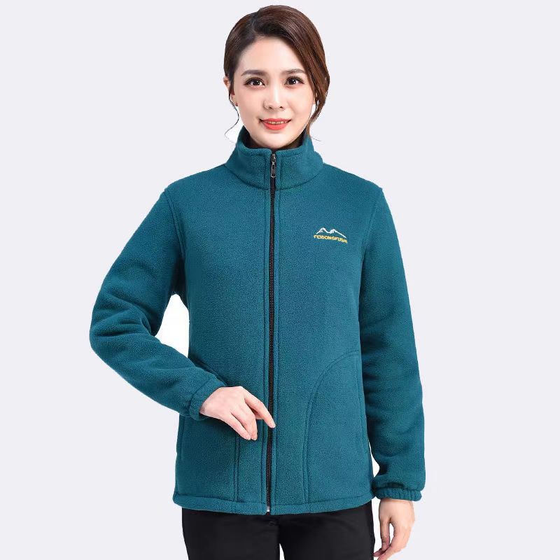 Autumn Winter Polar Fleece Women's Jacket Plus Velvet Thick Warm Fleece Sweater Loose Large Size Mother Wear Middle-aged and Elderly Women's Clothing