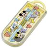 Skater Children's Lunch Box Trio Set Chopsticks Spoon Fork Kids Cutlery Antibacterial Treatment Easy to Open Sliding Type Made in Japan Disney Mickey