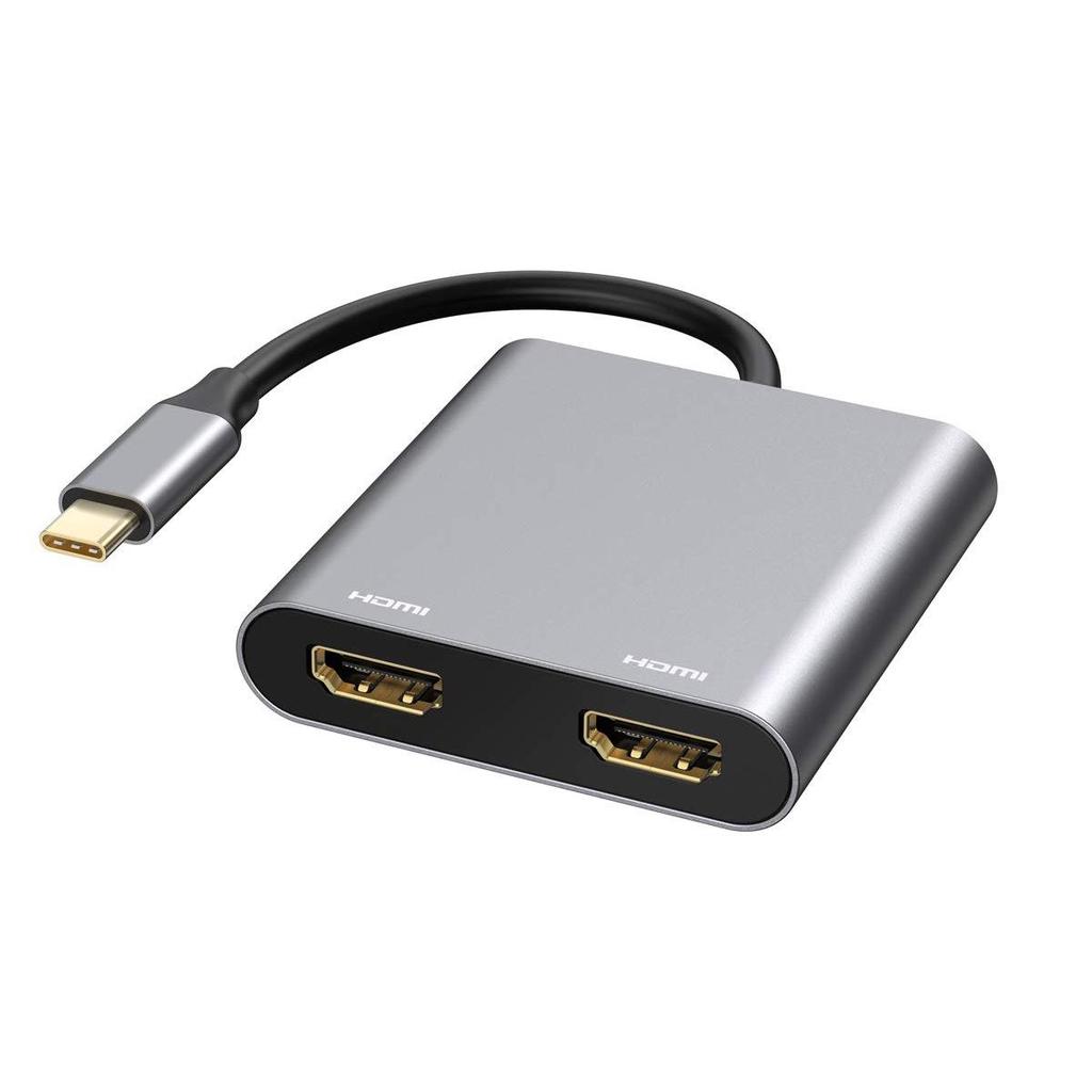 4-in-1 Typ-C Dual-HDMI-Hub für MacBook: Unterstützt 4K, Gleiche/Doppelte Bildschirme