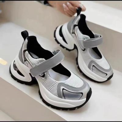 Damskie sandały sportowe oddychające ażurowe 2024 lato nowe buty na platformie casualowe na rzepy Mary Jane buty taty tide