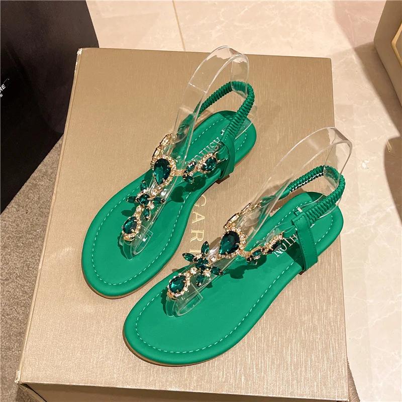 Fashion Summer Flats Sandals Women Crystal Clip Toe Slippers Trend Luxury Brand Ladies Shoes Beach Causal Slides Non-slip Women's Sandal