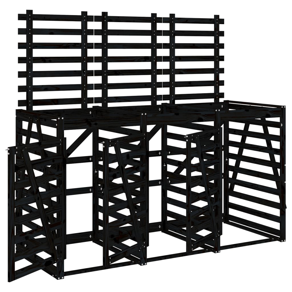 3 Ton Waste Bin Enclosure in Black Solid Pine Wood