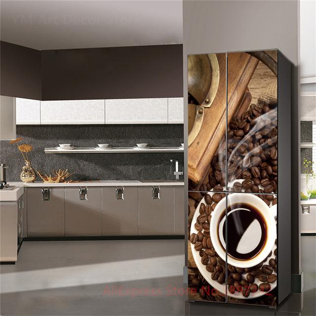 Autocolant 3D pentru frigider Capac uși Dulap de vin roșu Film autoadeziv Ușă Vinil Capac frigider Autocolante Tapet Decalcomanii Artă PVC