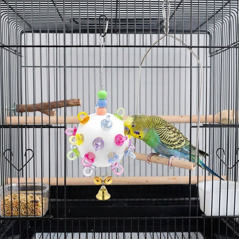 Detachable Bird Cage Toy with Bell Parrots Chew Swing Funny Hanging Foraging Ball Beak Exercise