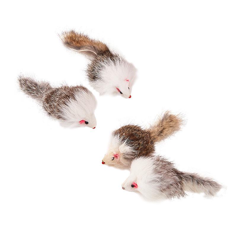 Rabbit Fur Mouse Cat Toy - Bite-Resistant, Self-Amusement for Kittens