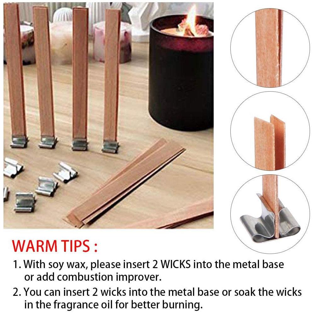 Wooden Candles Wick for DIY Craft Paraffin Candle Jar Making Kit Beeswax Burning Smokeless Wick Candle Core Making Supplies