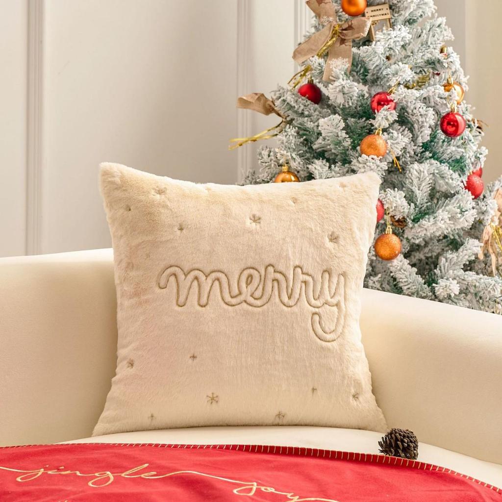 Modern Simple Christmas Embroidered Pillow Cover for Living Room Sofa