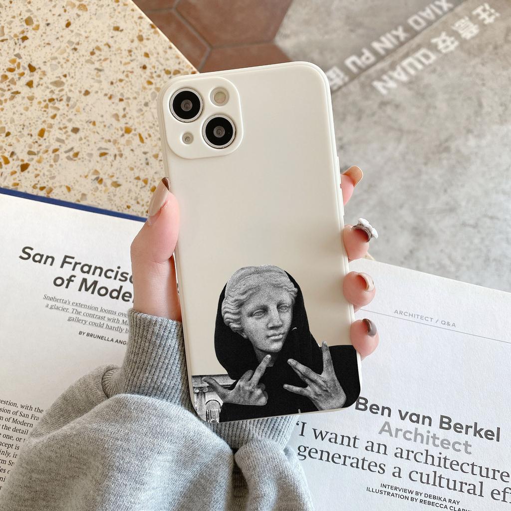 Vinatge Aesthetic Art David Mona Lisa Phone Case For iPhone 14 15 Pro MAX 11 13 12 XS SE20 XR 7 8Plus Liquid Silicone Cover Capa
