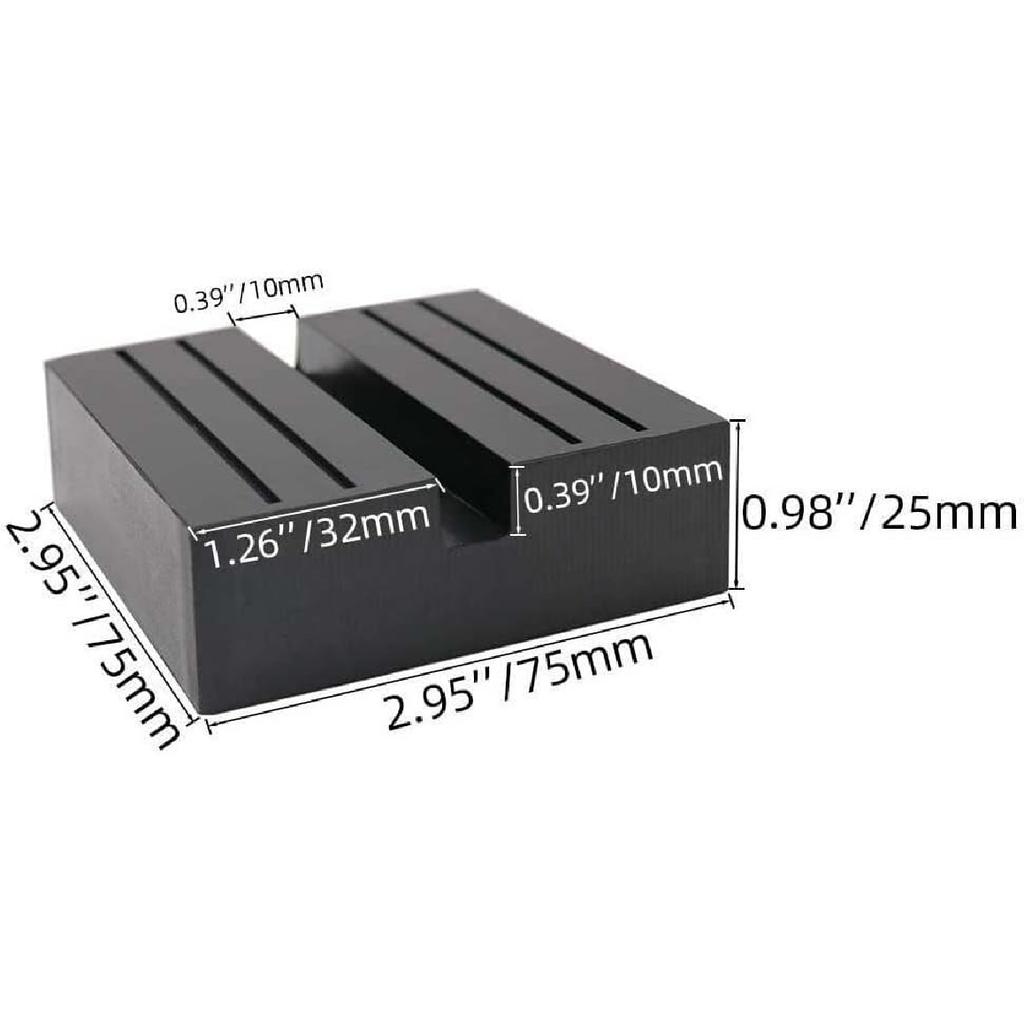 2 Packs Square Jack Pad, Black Anti-Slip Rail Adapter Support Block, Slotted Frame Rubber Frame Rail Protector
