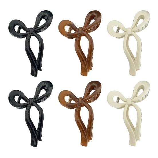 Bowknot Shape Hair Claw Candy Color Shark Hair Clip Anti-slip Back Head Hair Pin Plastic Women Hair Accessories