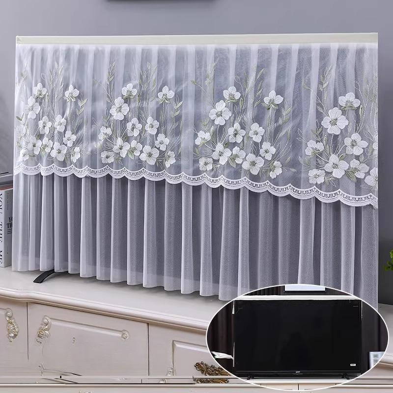 1pcs European Style Lace TV Cover Brand Universal Liquid Crystal TV Cover Cloth Anti Dust and Sun Protection Home Decoration Fabric Easy To Clean