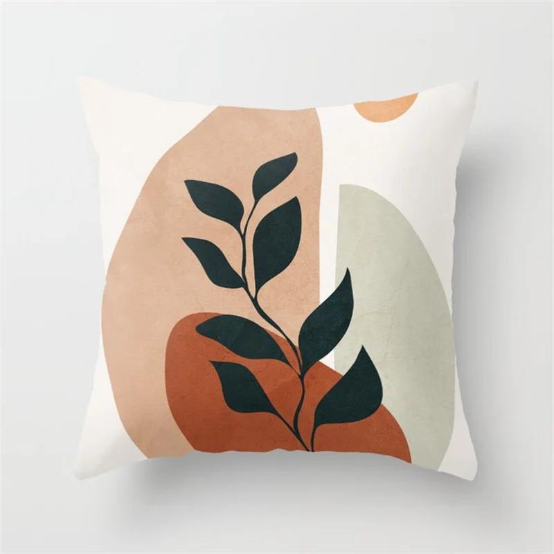 Home Decor Rainbow Pillowcase Modern Art Leaf Plant Geometric Cushion Cover Sofa   Abstract