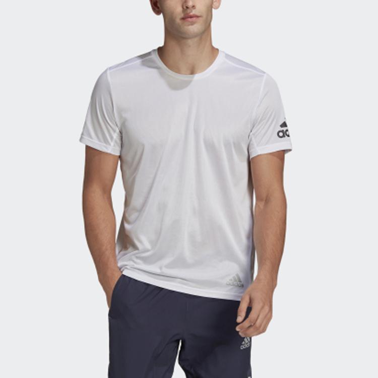 Adidas Round Neck Solid Color Short Sleeve T-Shirt Men Tops White HB7471